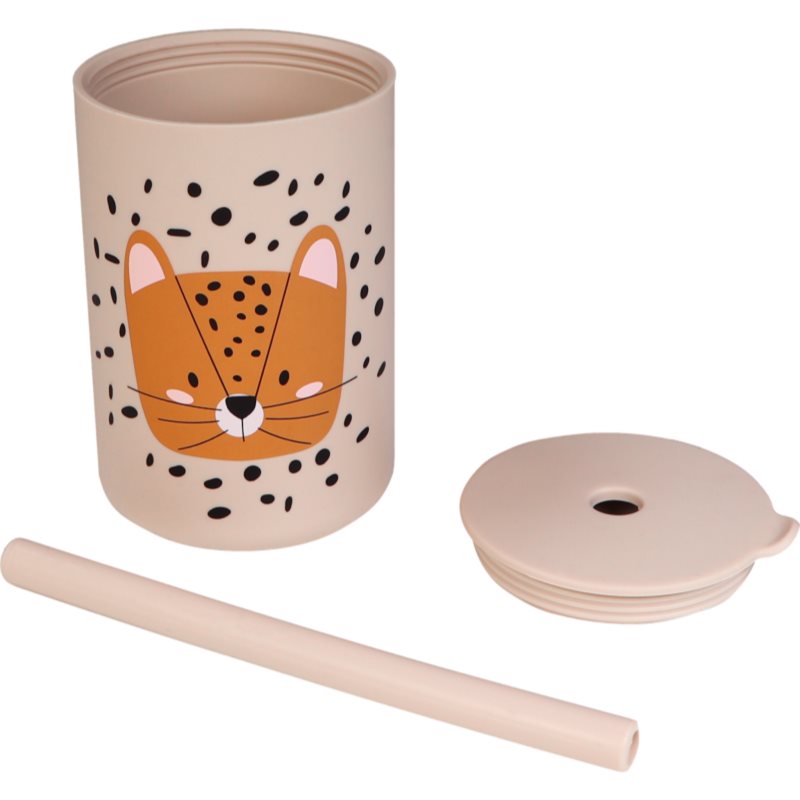 Tryco Silicone Cup And Straw чашка з трубочкою Leopard Sand 1 кс