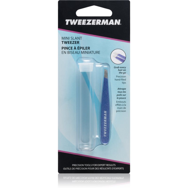 Tweezerman Mini Slant Slanted Tweezers Mini With Travel Case Granite Sky 1 Pc