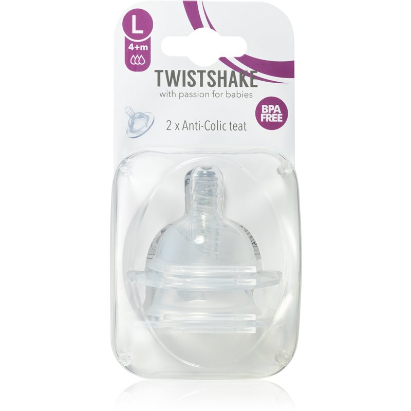 Twistshake Anti-Colic Teat присоска для пляшки Large 4m+ 2 кс