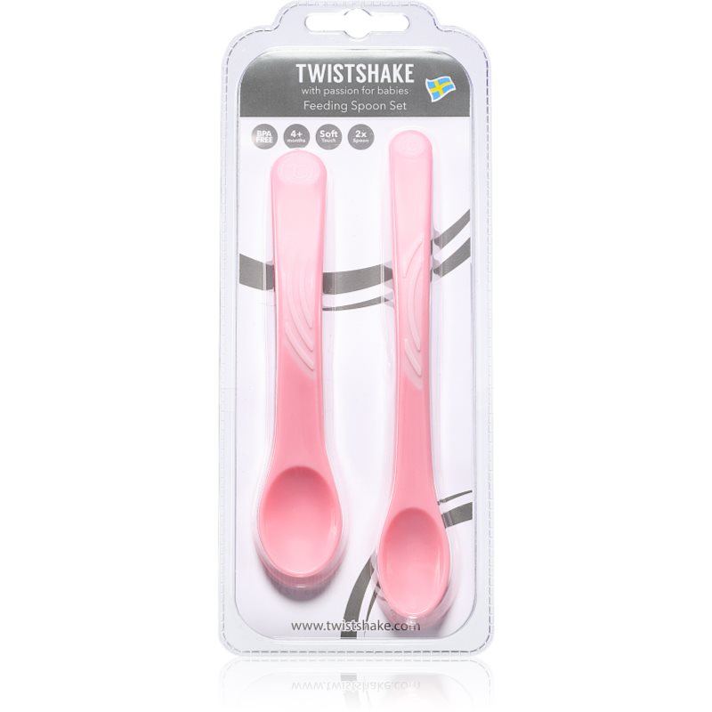 Twistshake Feeding Spoon Set sked 4+m Pastel Pink 2 st. unisex