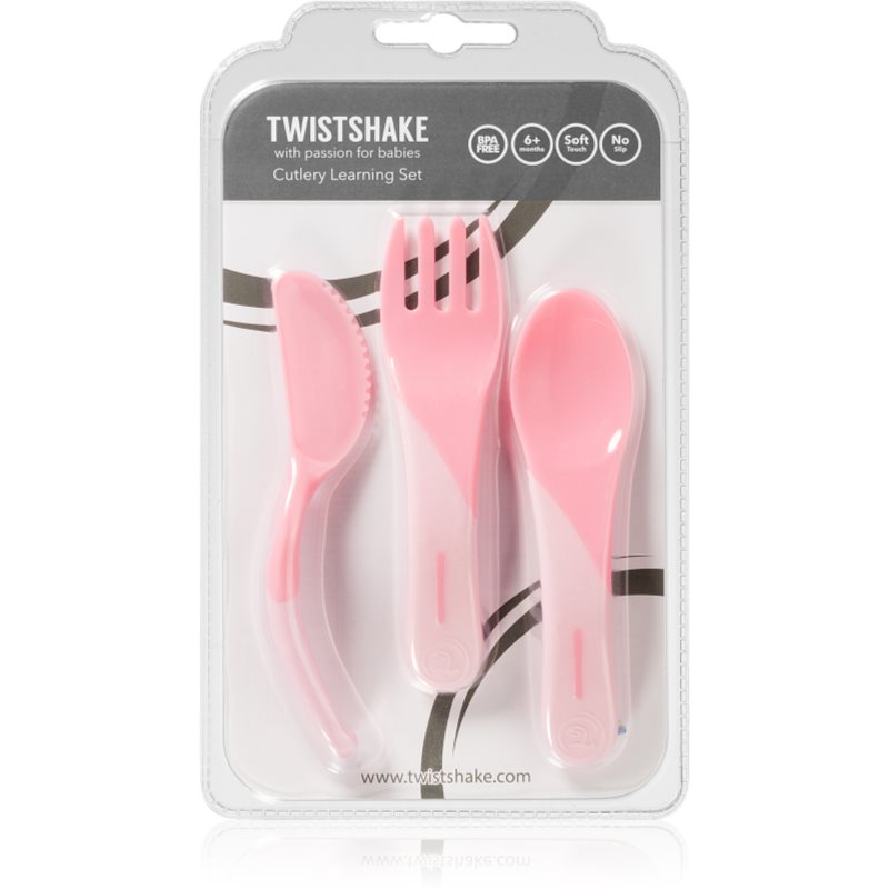 Twistshake Learn Cutlery pribor Pink 6 m+ 3 kos