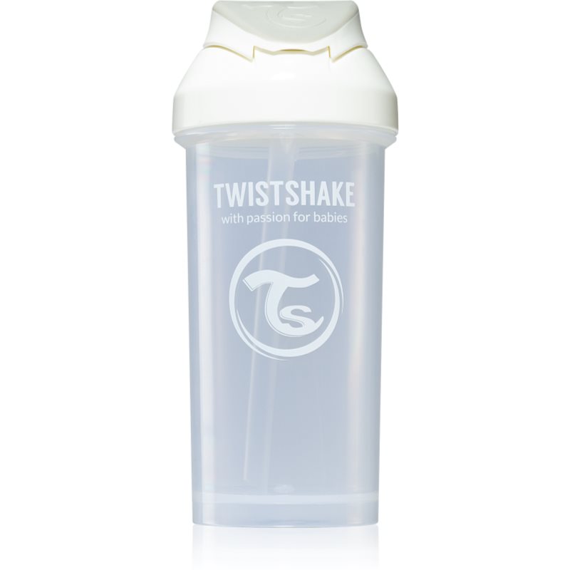 Twistshake Straw Cup White butelis su šiaudeliu 6m+ 360 ml