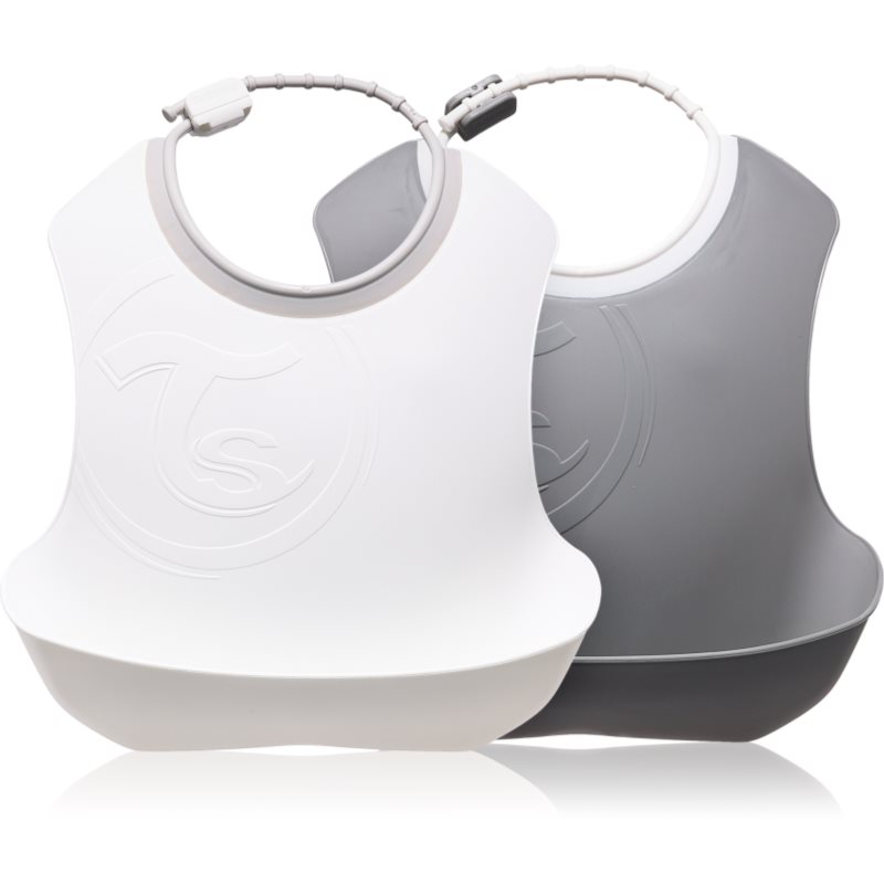 Twistshake Twistshake Bib σαλιάρα 4+m Pastel Grey White 2 τμχ