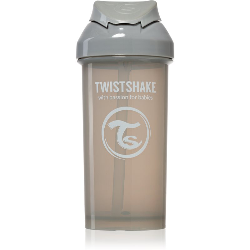 Twistshake Straw Cup Grey fľaša s rúrkou 6 m+ 360 ml