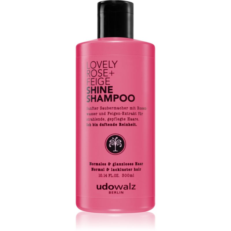 Udo Walz Shine Rose + Feige valomasis šampūnas ploniems plaukams 300 ml