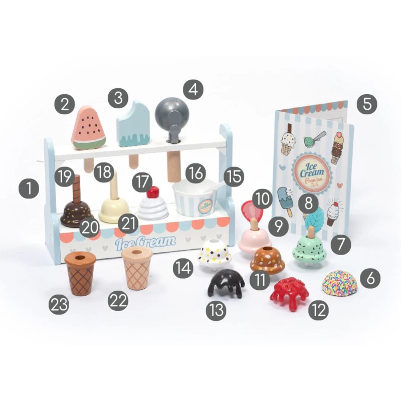 UMU Toys Groceries & Cooking Ice Cream Set Jouet D’éveil En Bois