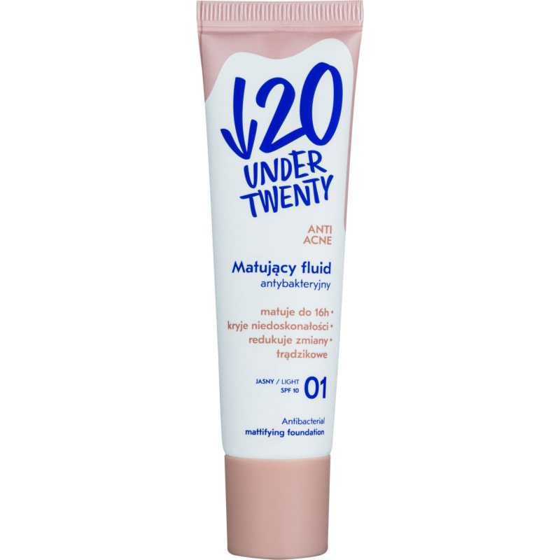

Under Twenty ANTI! ACNE тональний крем з матуючим ефектом SPF 10 відтінок 01 Light
