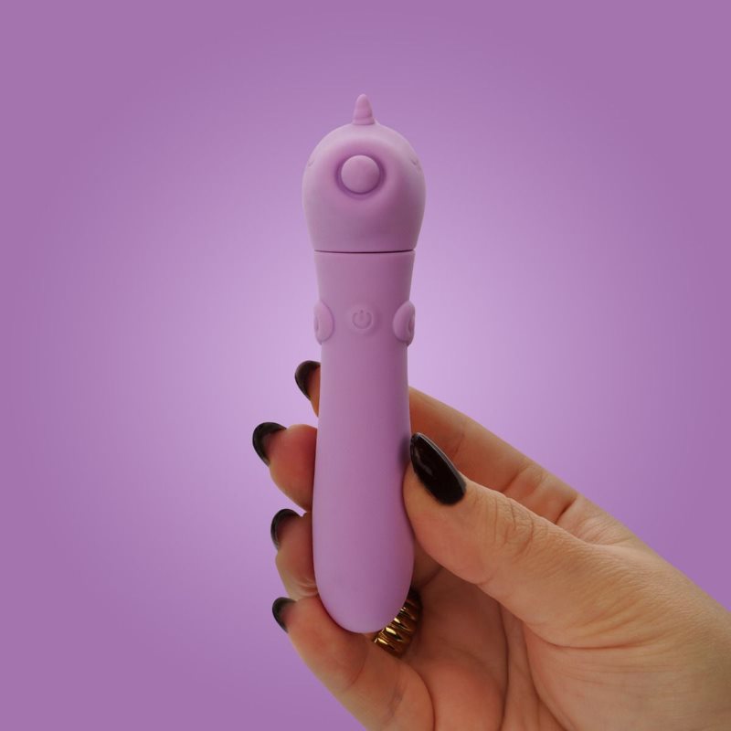 Unihorn USB Bullet vibrátor se stimulátorem klitorisu Karma Lilac 11.5 cm (obrázek 3)