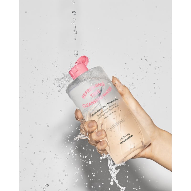Unleashia Reduire Refreshing Time Cleansing Water zklidňující čisticí voda s kyselinou hyaluronovou 400 ml (obrázek 3)