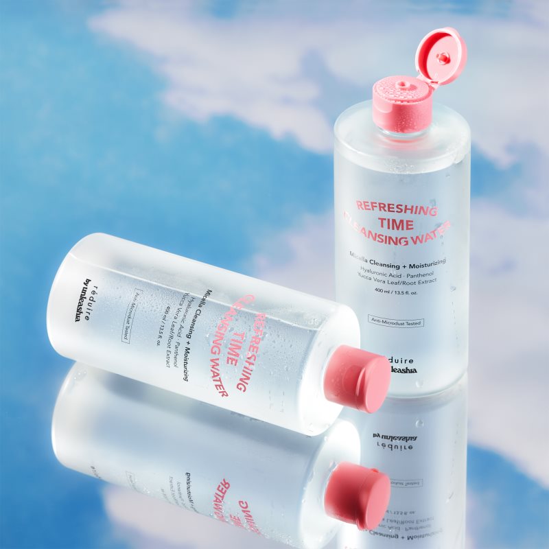 Unleashia Reduire Refreshing Time Cleansing Water zklidňující čisticí voda s kyselinou hyaluronovou 400 ml (obrázek 4)