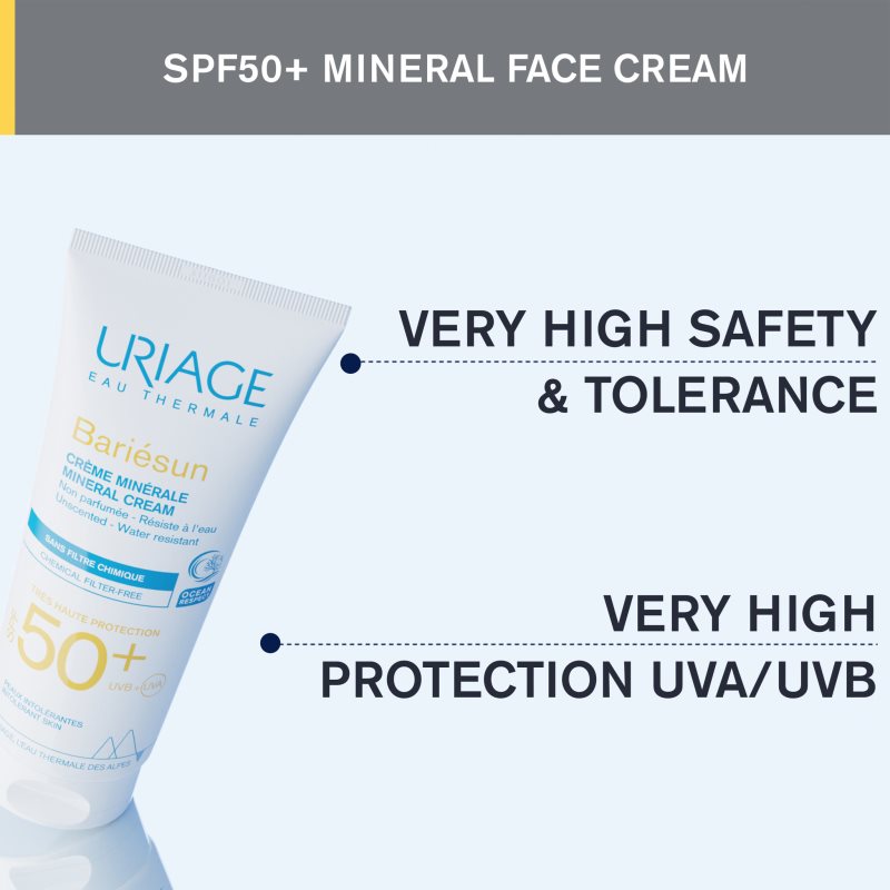 Uriage Bariésun Mineral Cream SPF 50+ Crème Protectrice Minérale Visage Et Corps SPF 50+ Waterproof 100 Ml