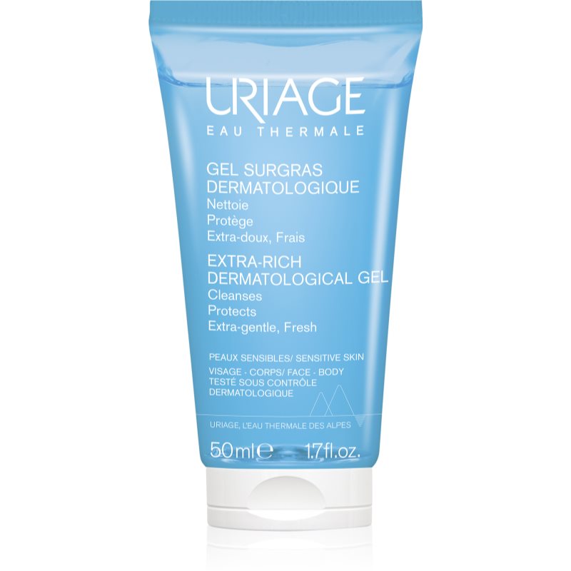 Uriage Hygiène Extra-Rich Dermatological Gel очищуючий гель для обличчя та тіла chránící před vysycháním 50 мл