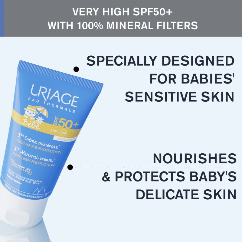 Uriage Bébé 1st Mineral Cream SPF 50+ mineralna krema za sunčanje SPF 50+ 50 ml