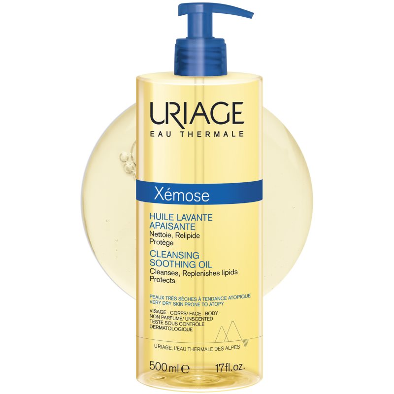 Uriage Xémose Cleansing Soothing Oil soothing cleansing oil for sensitive and dry skin 500 ml