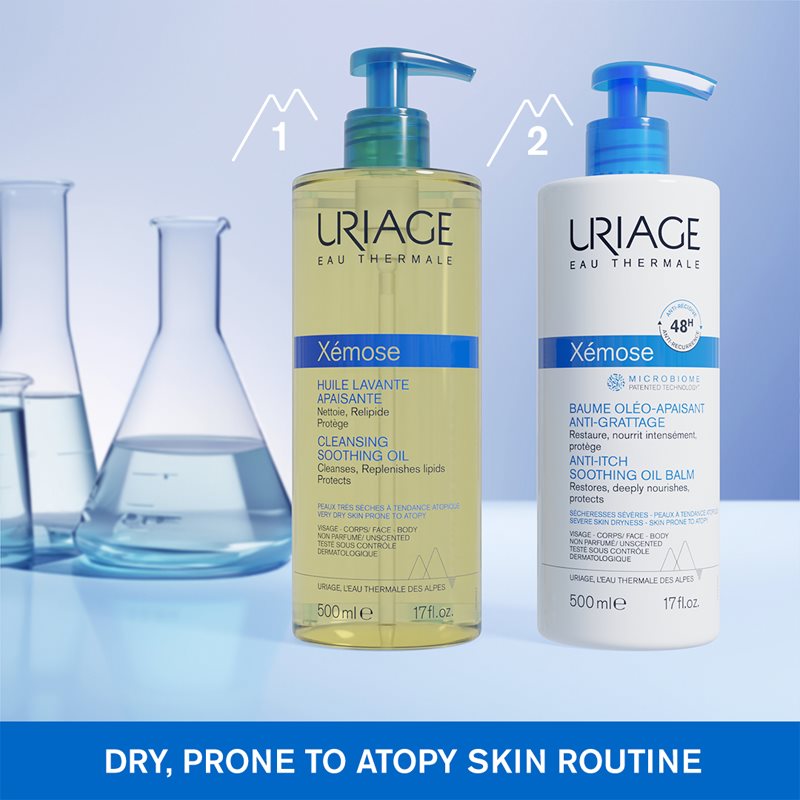 Uriage Xémose Cleansing Soothing Oil заспокоююча очищуюча олійка для чутливої сухої шкіри 500 мл