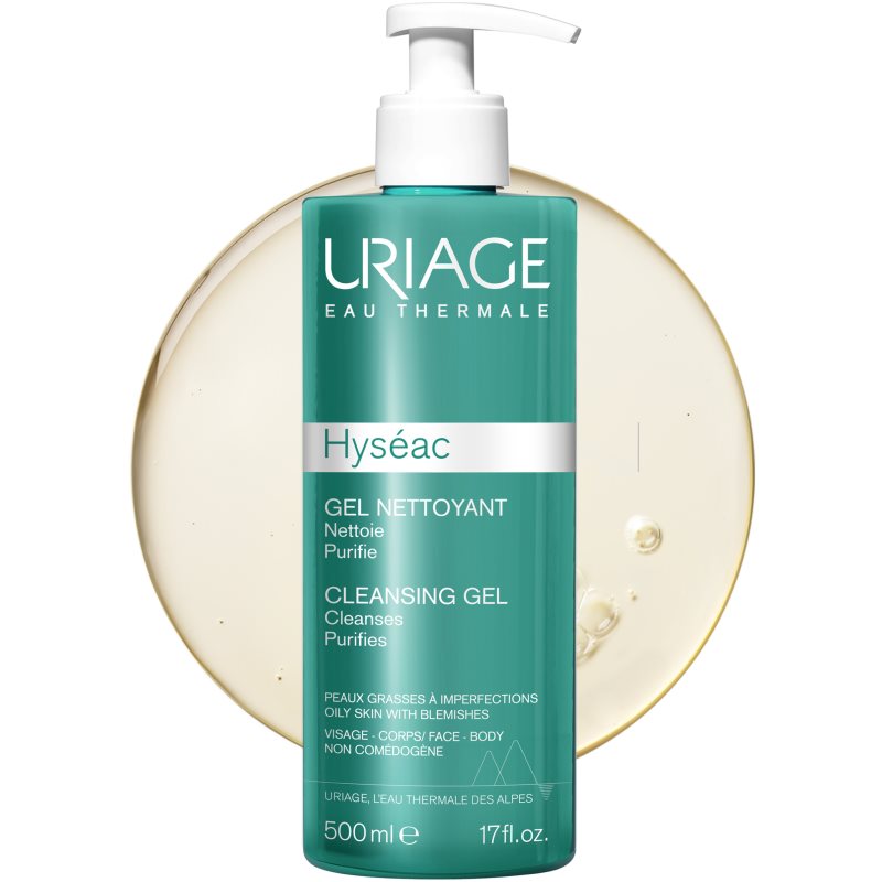 Uriage Hyséac Cleansing Gel м'який очищуючий гель для обличчя та тіла 500 мл
