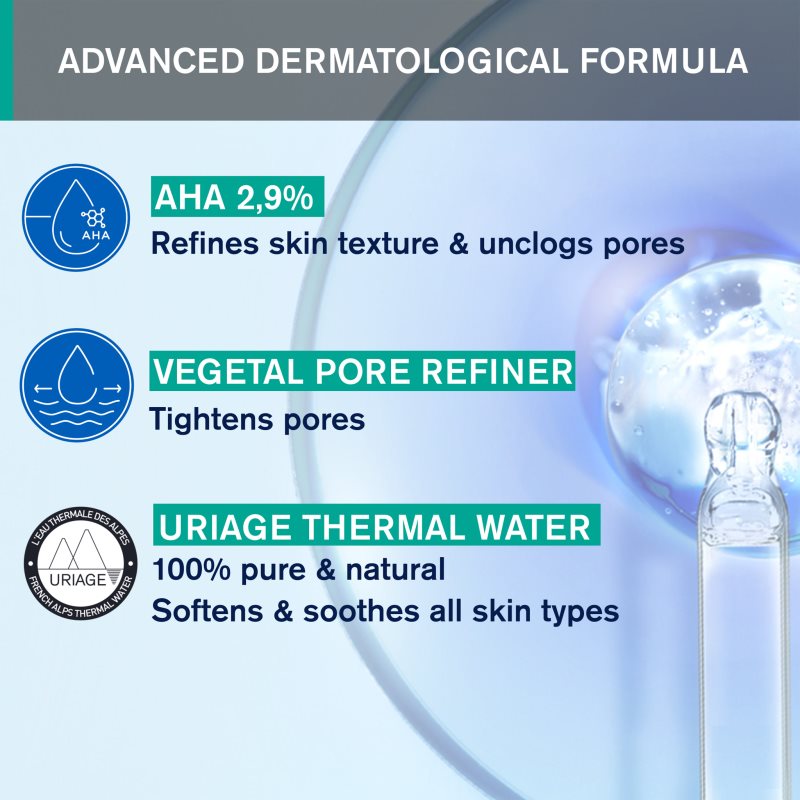 Uriage Hyséac Purifying Toner очищуючий тонік для регуляції роботи сальних залоз та мінімалізації пор з AHA 250 мл