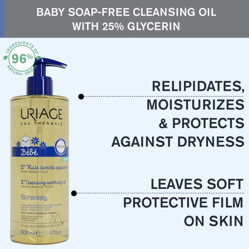 Uriage Bébé 1st Cleansing Oil Nourishing Cleansing Oil For Children 500 Ml