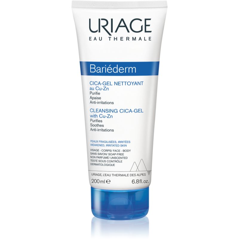 Uriage Bariéderm-CICA Cleansing Gel With Copper-Zinc Soothing Cleansing Gel For Cracked Skin 200 Ml