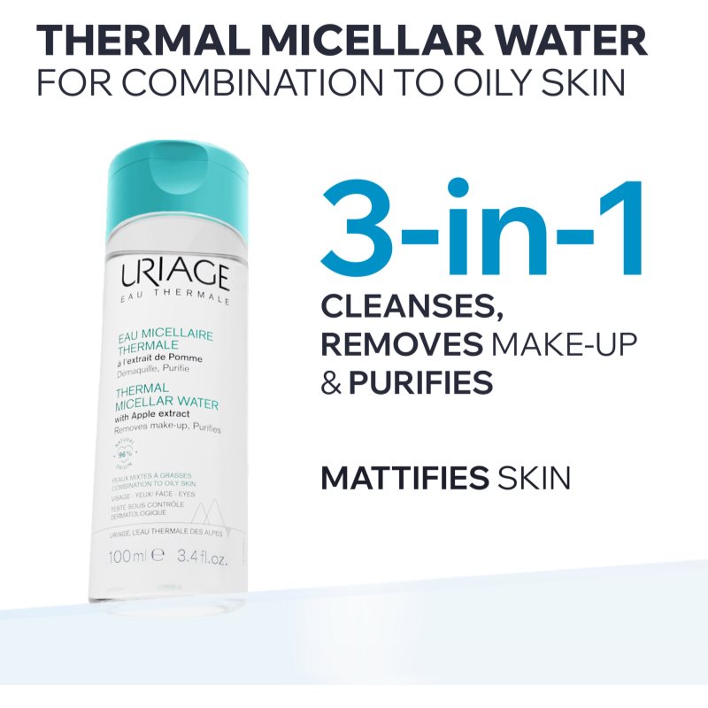 Uriage Hygiène Thermal Micellar Water - Combination to Oily Skin micelárna čistiaca voda pre zmiešanú až mastnú pokožku 100 ml