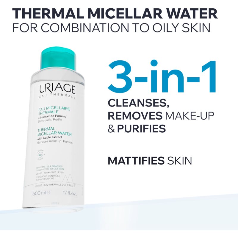Uriage Hygiène Thermal Micellar Water - Combination to Oily Skin micelárna čistiaca voda pre zmiešanú až mastnú pokožku 500 ml