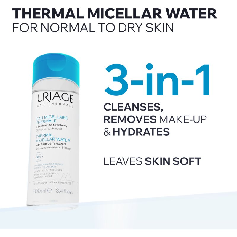 Uriage Hygiène Thermal Micellar Water - Normal to Dry Skin micelárna čistiaca voda pre normálnu až suchú pleť 100 ml