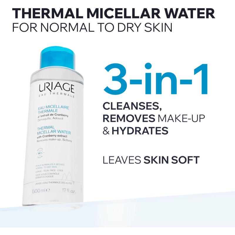 Uriage Hygiène Thermal Micellar Water - Normal to Dry Skin micelárna čistiaca voda pre normálnu až suchú pleť 500 ml