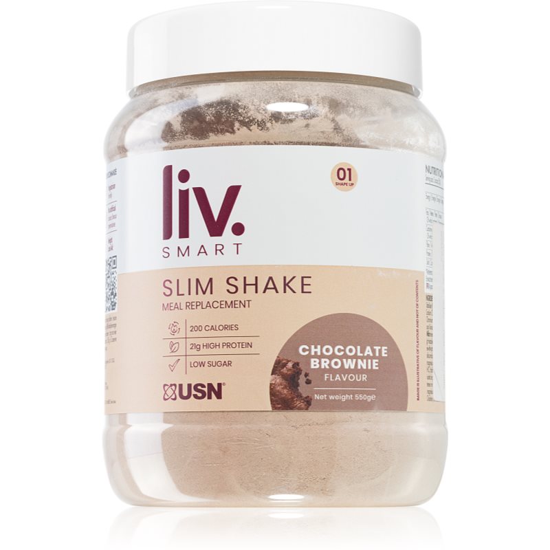 USN LivSmart Slim Shake prášok na prípravu nápoja na podporu chudnutia príchuť Chocolate Brownie 550 g