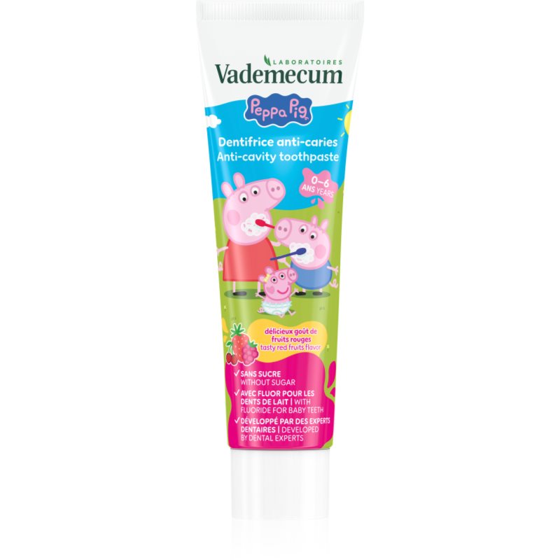 Vademecum Peppa Pig Red Fruit dětská zubní pasta 6 měsíců - 6 let 50 ml