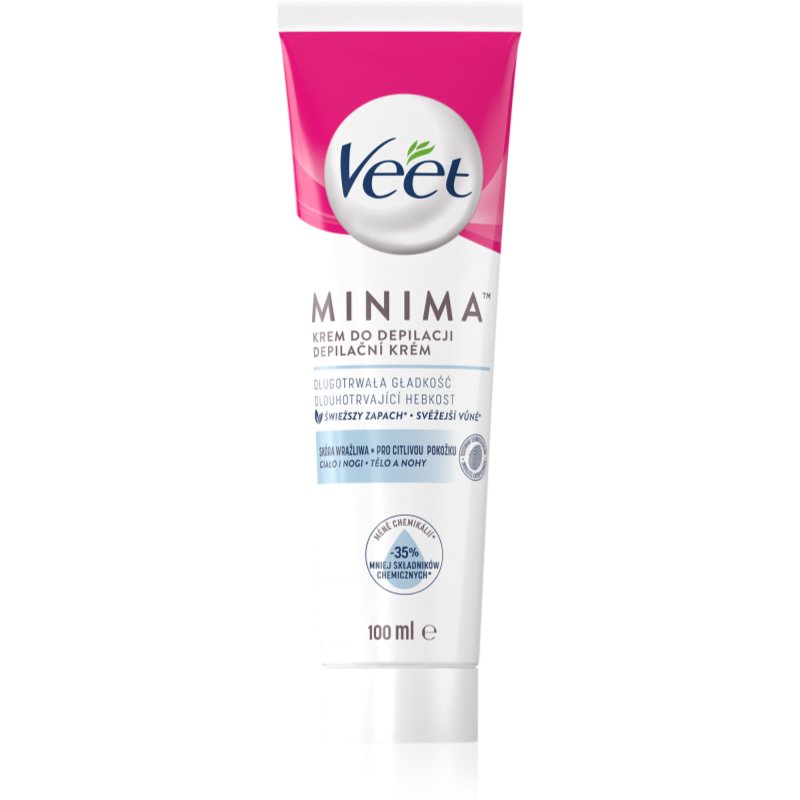 Veet Minima Sensitive Skin szőrtelenítő krém az érzékeny bőrre Aloe Vera és E-vitamin 100 ml