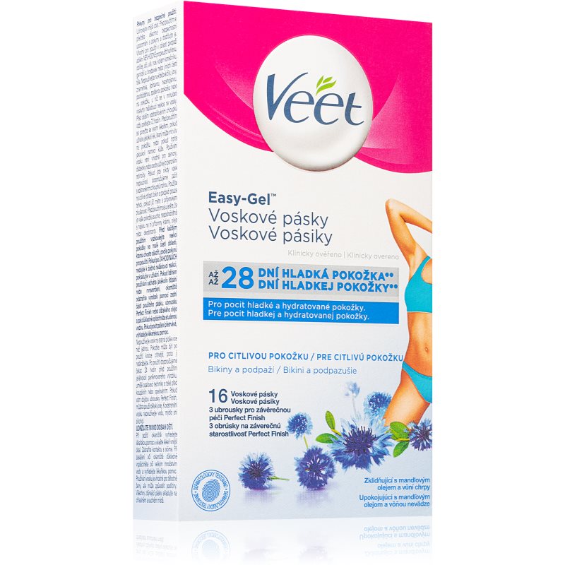 Veet Easy-Gel Depilatory Wax Strips Bikini Line And Underarm 16 Pc