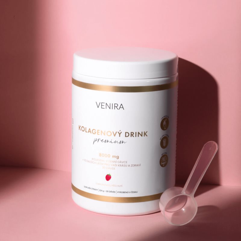Venira PREMIUM kolagenový drink prášek na přípravu nápoje pro krásné vlasy, pleť a nehty příchuť Raspberry 324 g (obrázek 4)