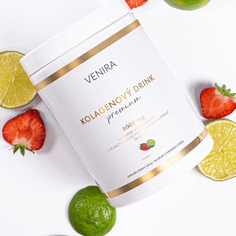Venira PREMIUM kolagenový drink prášek na přípravu nápoje pro krásné vlasy, pleť a nehty příchuť Strawberry & Lime 324 g (obrázek 4)
