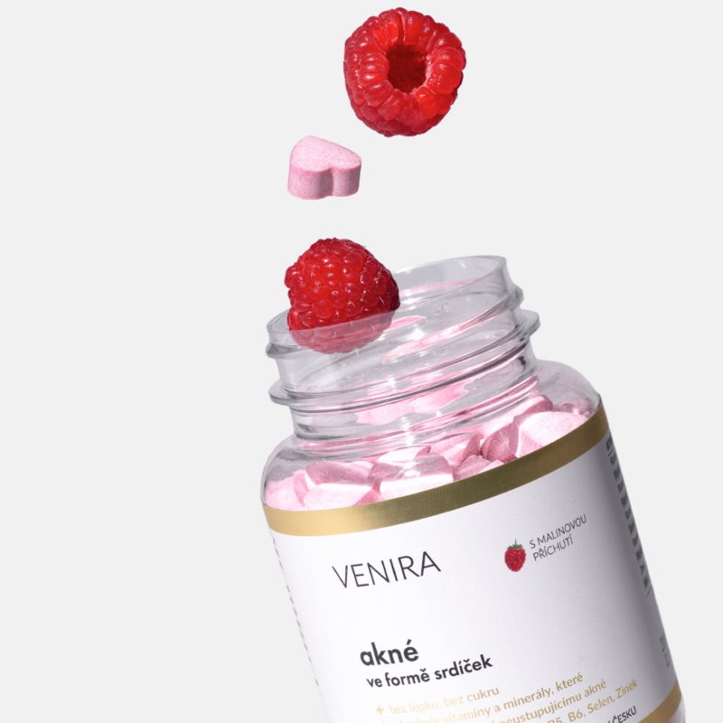 Venira Srdíčka na akné cucavé tablety na aknózní pleť příchuť Raspberry 120 tbl (obrázek 4)