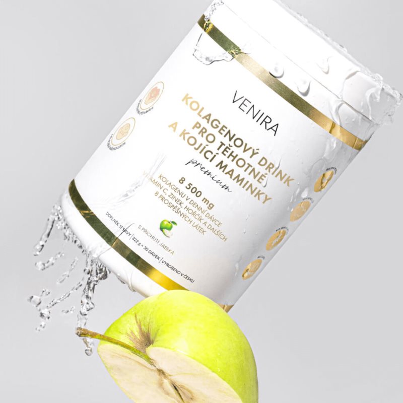 Venira PREMIUM kolagenový drink pro těhotné a kojící maminky prášek na přípravu nápoje pro krásné vlasy, pleť a nehty příchuť Apple 324 g (obrázek 3)