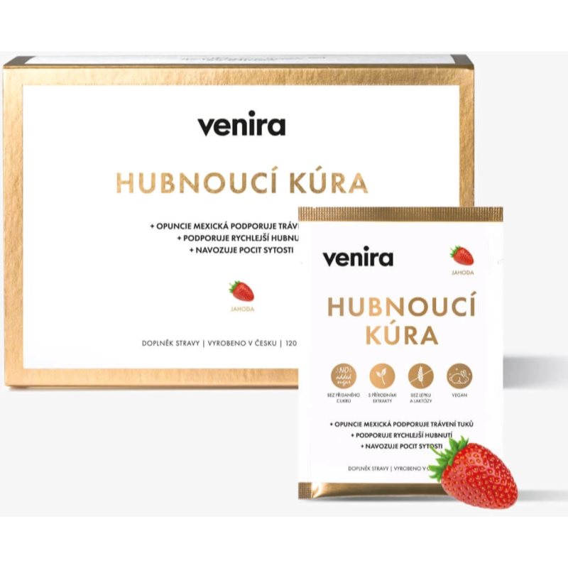 Venira Hubnoucí kúra nápoj pro kontrolu hmotnosti příchuť Strawberry 30 ks