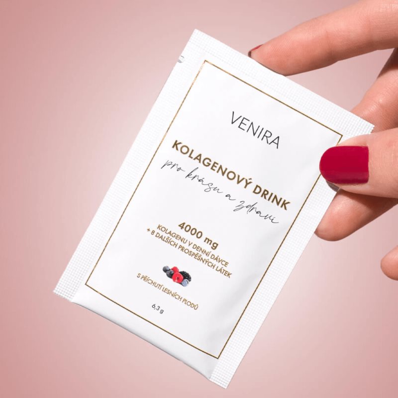 Venira Kolagenové drinky prášek na přípravu nápoje pro krásné vlasy, pleť a nehty příchuť Forest Fruits 30x6.3 g (obrázek 3)