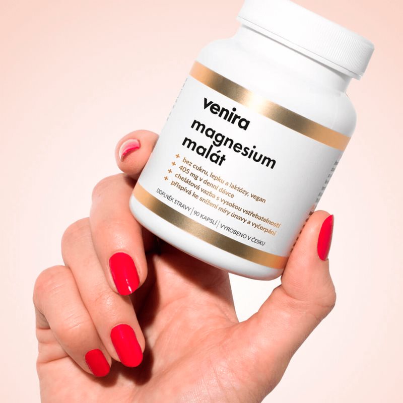 Venira Magnesium malát kapsle pro podporu snížení míry únavy a vyčerpání, normální stav zubů, kostí a svalů 90 cps (obrázek 3)