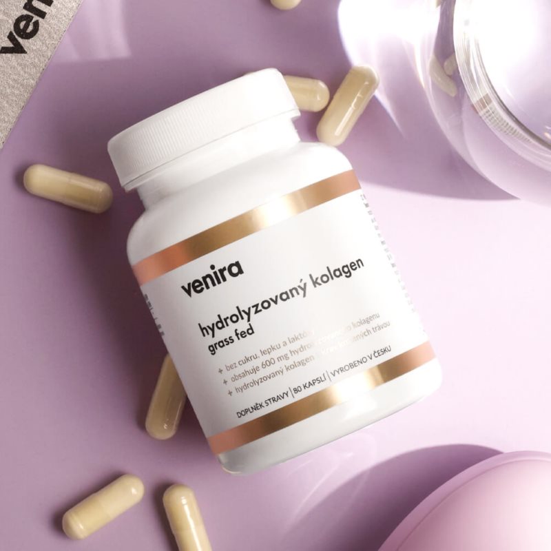 Venira Hydrolyzovaný Kolagen Grass fed hydrolyzovaný kolagen pro dokonalou pleť, vlasy a nehty 80 cps (obrázek 3)