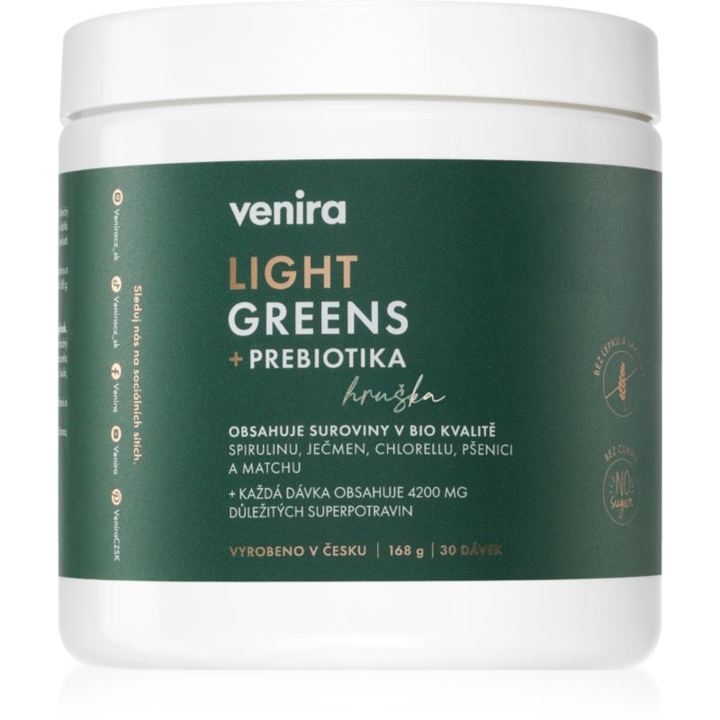 Venira Light Greens + prebiotika prášek na přípravu nápoje pro detoxikaci příchuť Pear 168 g
