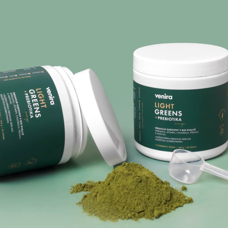 Venira Light Greens + prebiotika prášek na přípravu nápoje pro detoxikaci příchuť Mango 168 g (obrázek 3)