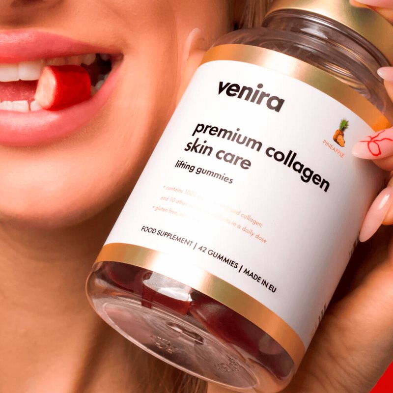 Venira Premium Collagen Skin Care Lifting Gummies žvýkací tablety pro krásnou pleť příchuť Pineapple 42 ks (obrázek 3)