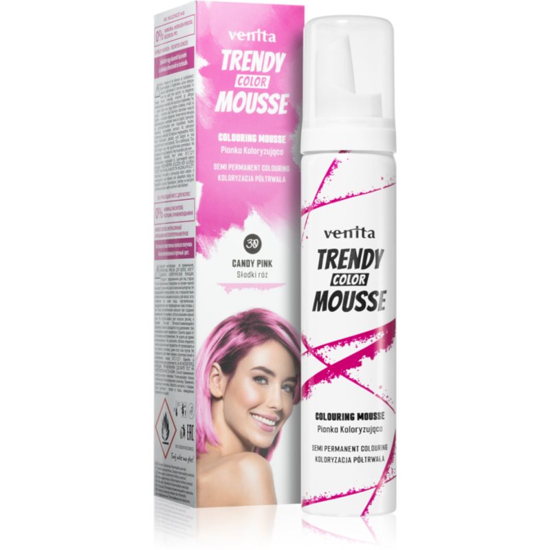 Venita Trendy Color Mousse Styling Colour Mousse Ammonia-free Shade No. 30 - Candy Pink 75 Ml