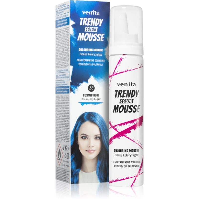 Venita Trendy Color Mousse Styling Colour Mousse Ammonia-free Shade No. 39 - Cosmic Blue 75 Ml