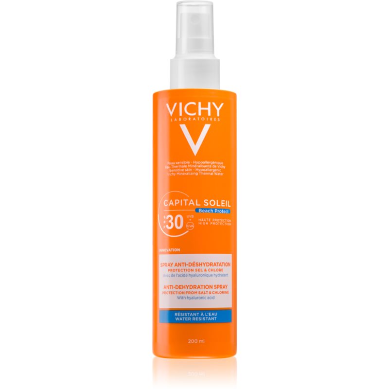 Vichy Capital Soleil Beach Protect daugybinę apsaugą suteikiantis odos purškiklis nuo dehidratacijos SPF 30 200 ml