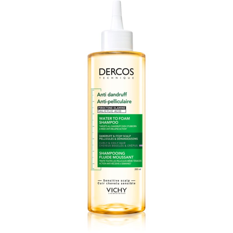 Vichy Dercos Water to Foam Shampoo šampon proti lupům pro vlnité a kudrnaté vlasy 200 ml