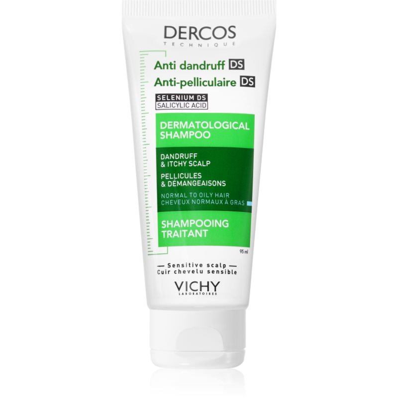 Vichy Dercos Anti-Dandruff hilsettä ehkäisevä shampoo normaaleille ja rasvoittuville hiuksille 95 ml