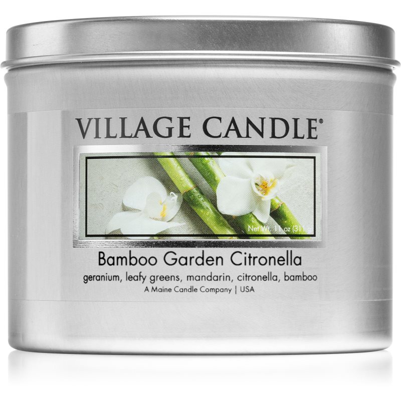 Village Candle Village Candle Bamboo Garden Citronella αρωματικό κερί σε μεταλλικό βάζο 311 γρ