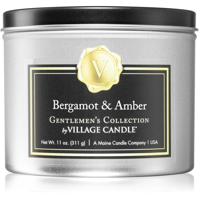 Village Candle Gentlemen's Collection Bergamot & Amber Scented Candle In A Tin 311 G