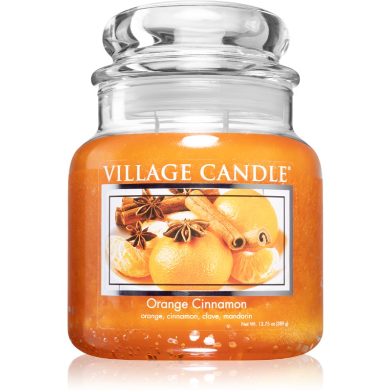 Village Candle Orange Cinnamon Scented Candle (Glass Lid) 396 G